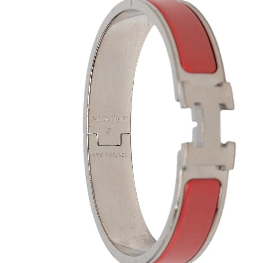 Hermès Narrow Enamel Clic H Bracelet PM Red Very good - Box View