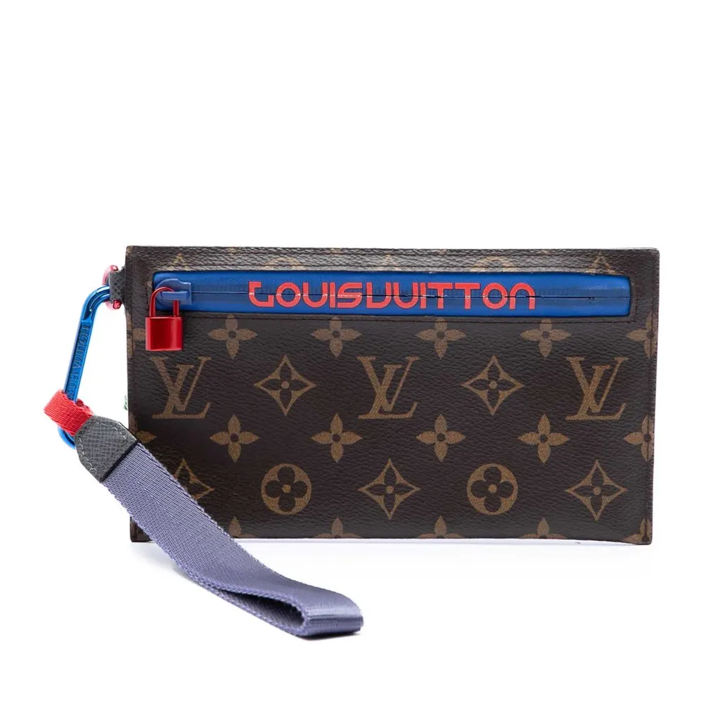 Louis Vuitton Monogram Outdoor Ribbon Pochette Brown Very good - Front View