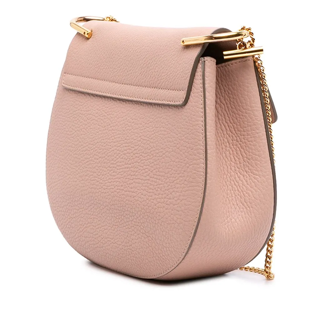 Chloé Small Grained Calfskin Drew Crossbody Pink Leather Very good - Back View