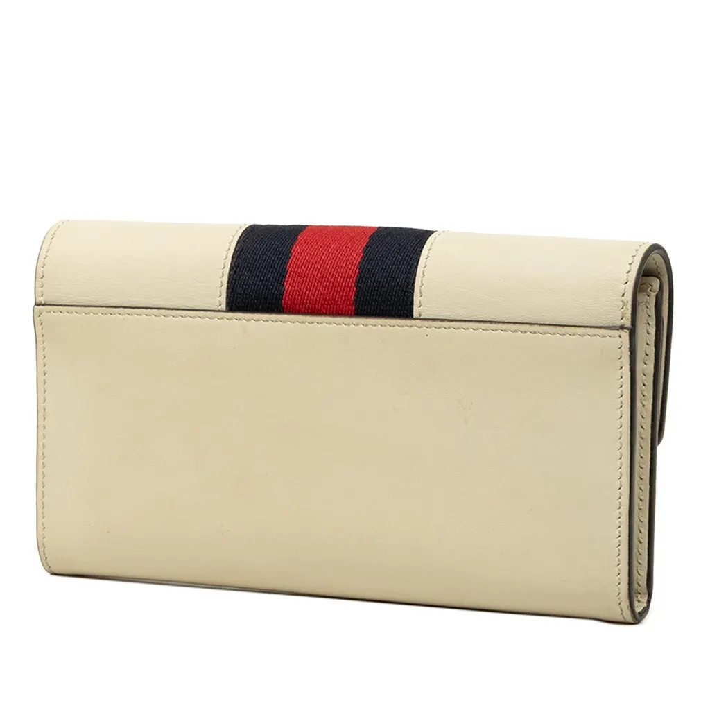 Gucci Calfskin Sylvie Continental Long Wallet White Leather Very good - Back View