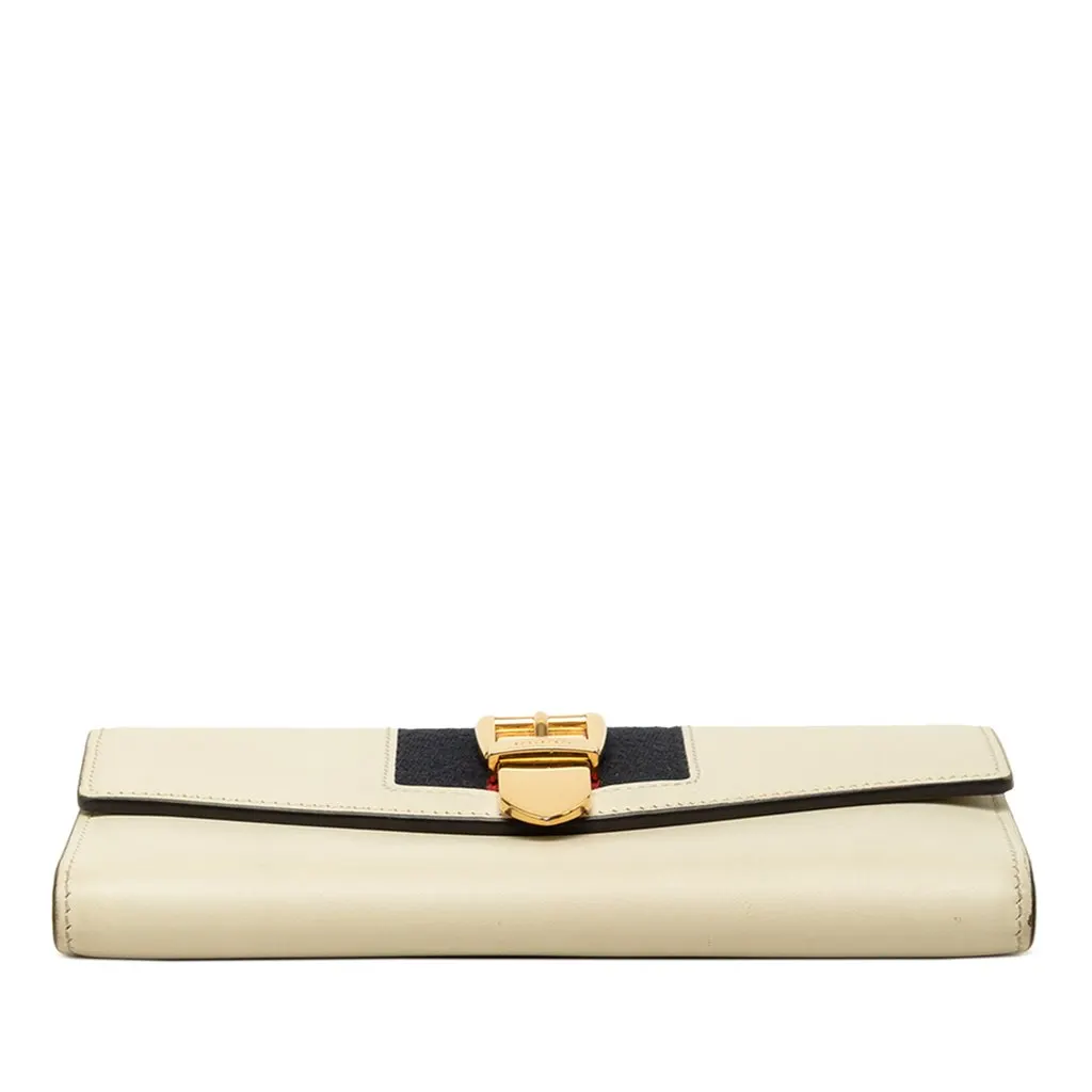 Gucci Calfskin Sylvie Continental Long Wallet White Leather Very good - Inside View