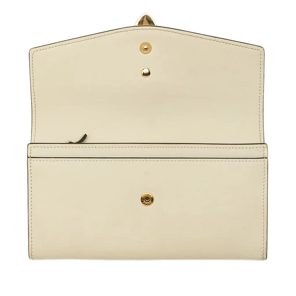 Gucci Calfskin Sylvie Continental Long Wallet White Leather Very good - Model View