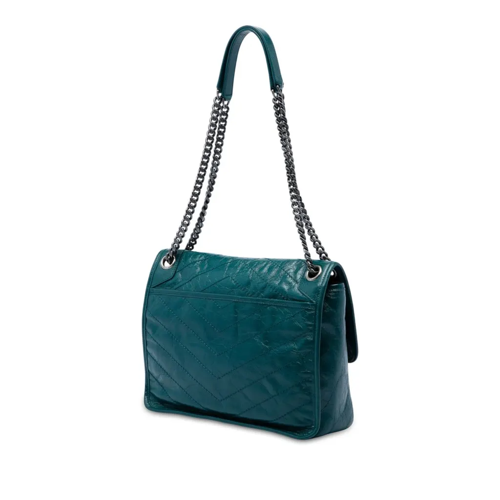 Saint Laurent Medium Crinkled Calfskin Niki Green Leather Very good - Back View