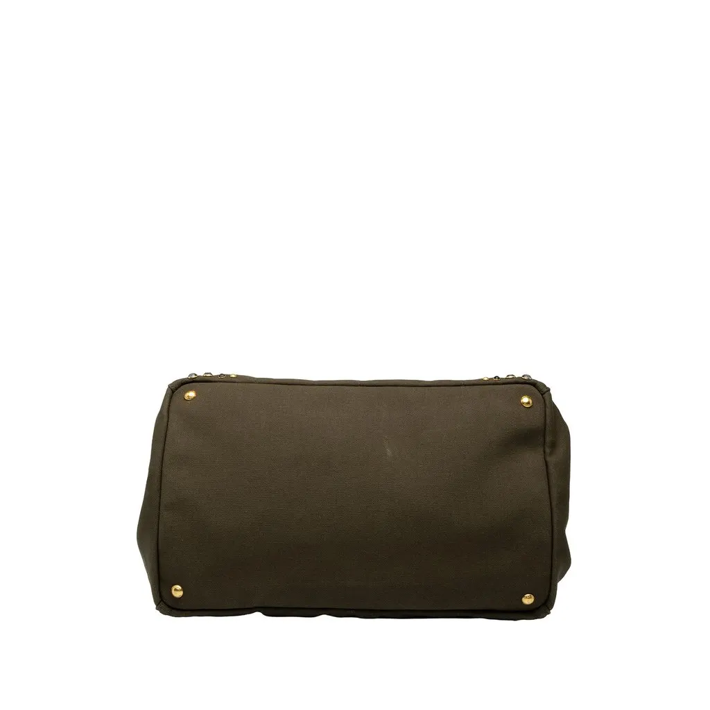 Prada Large Canvas Canapa Bijoux Satchel Green Canvas Very good - Inside View