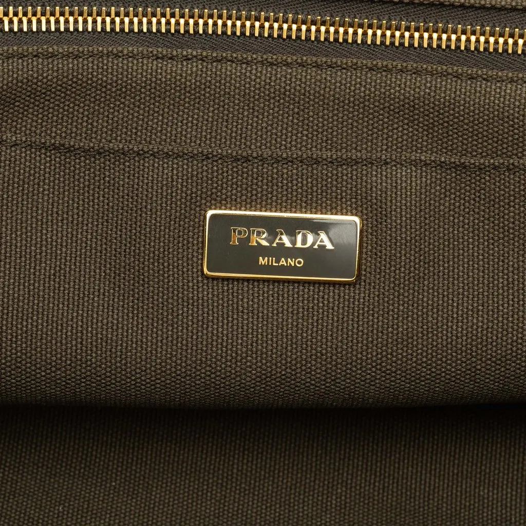 Prada Large Canvas Canapa Bijoux Satchel Green Canvas Very good - Box View