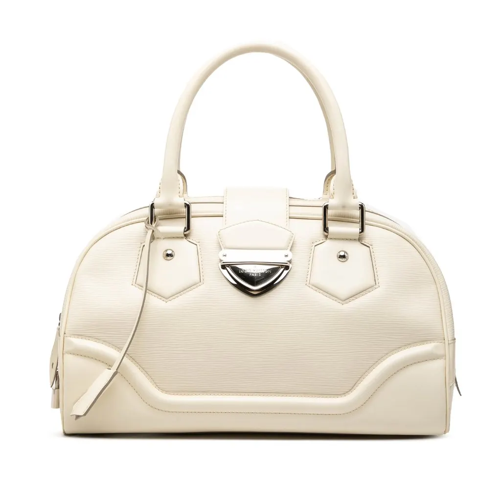 Louis Vuitton Epi Bowling Montaigne GM White Leather Very good - Front View