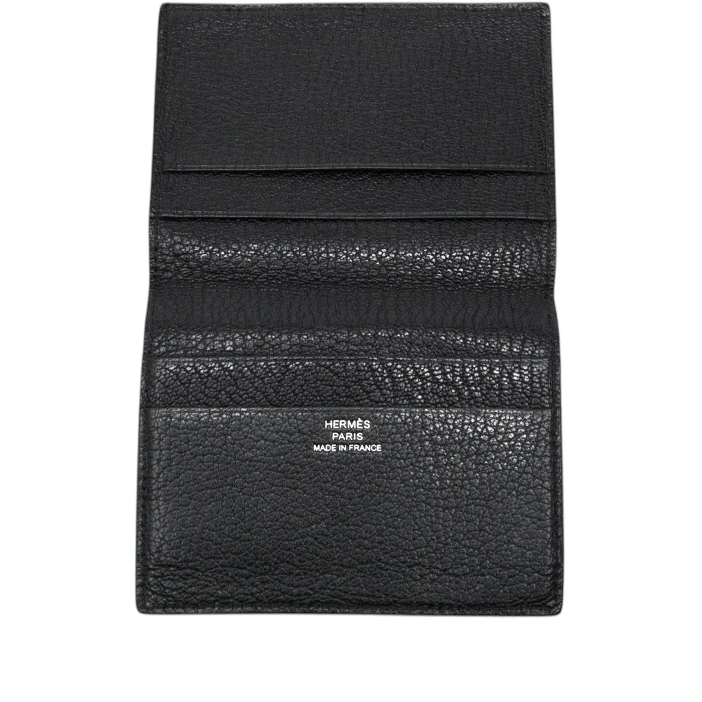 Hermès Chevre Mysore Evelyne Card Holder Black Leather Very good - Model View