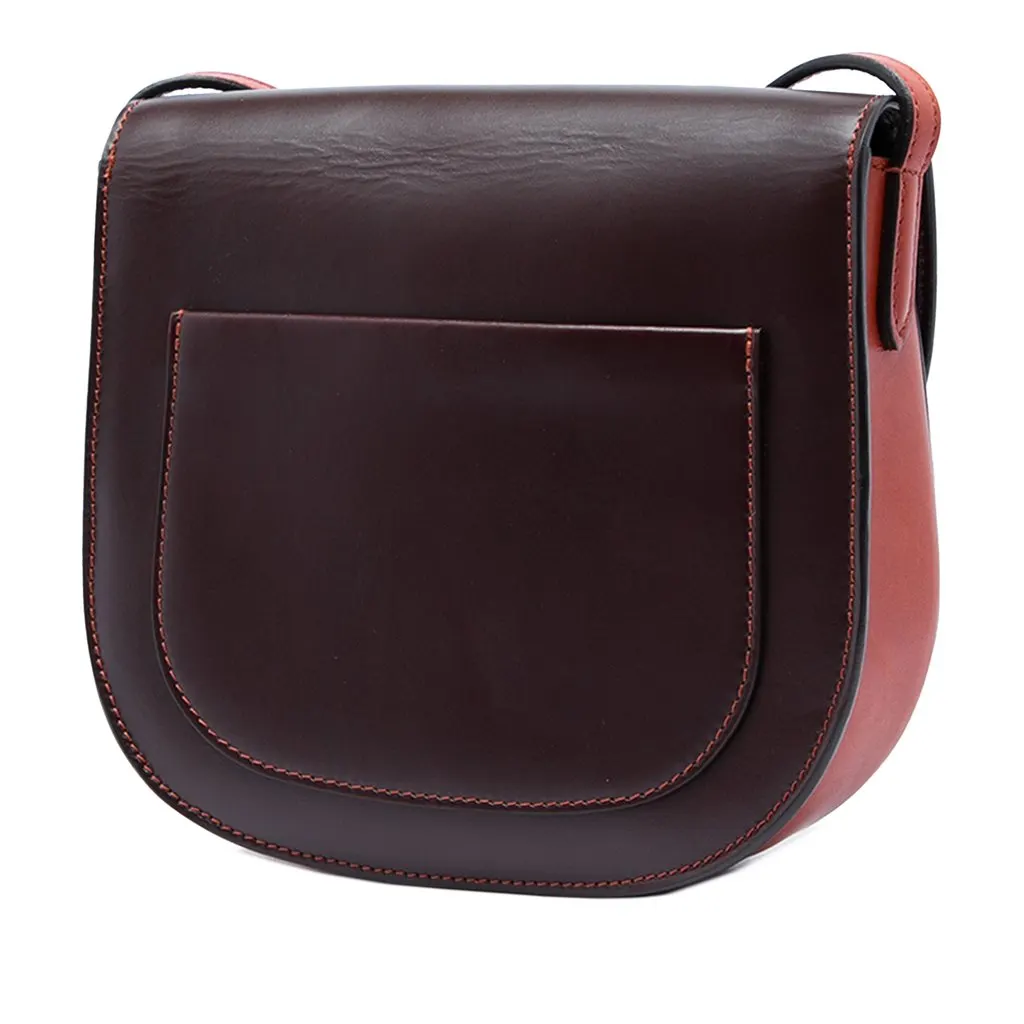Celine Small Bicolor Glazed Calfskin Trotteur Crossbody Brown Leather Very good - Back View