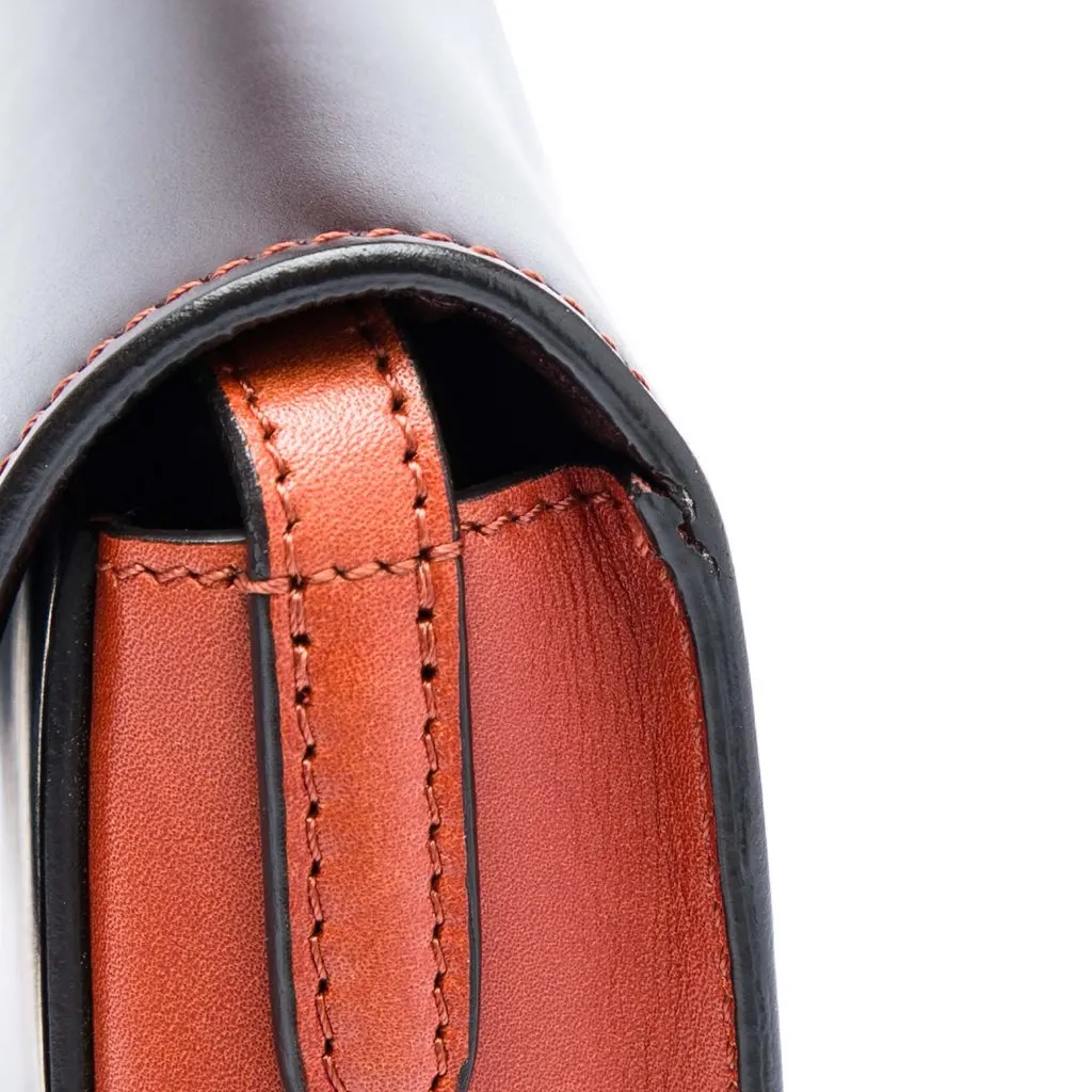 Celine Small Bicolor Glazed Calfskin Trotteur Crossbody Brown Leather Very good - Box View