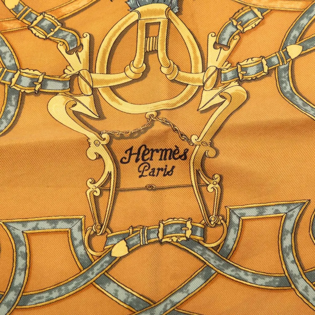 Hermès L Instruction Du Roy Silk Scarf 42 Orange Good - Inside View