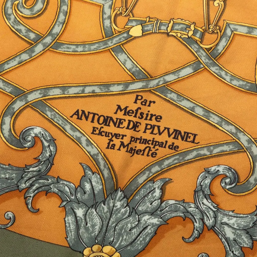 Hermès L Instruction Du Roy Silk Scarf 42 Orange Good - Model View