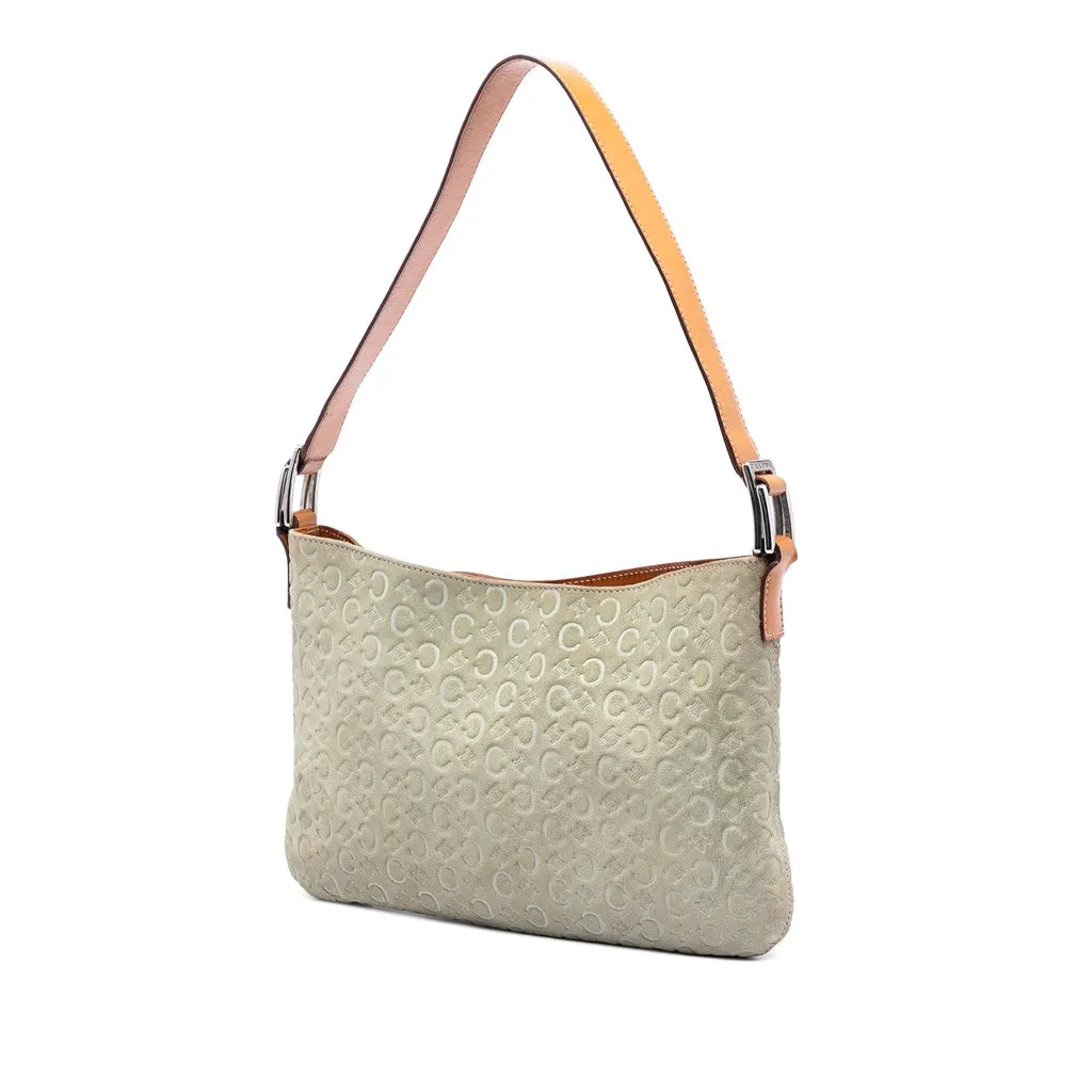 Celine C Macadam Suede Shoulder Bag Brown Leather Very good - Back View