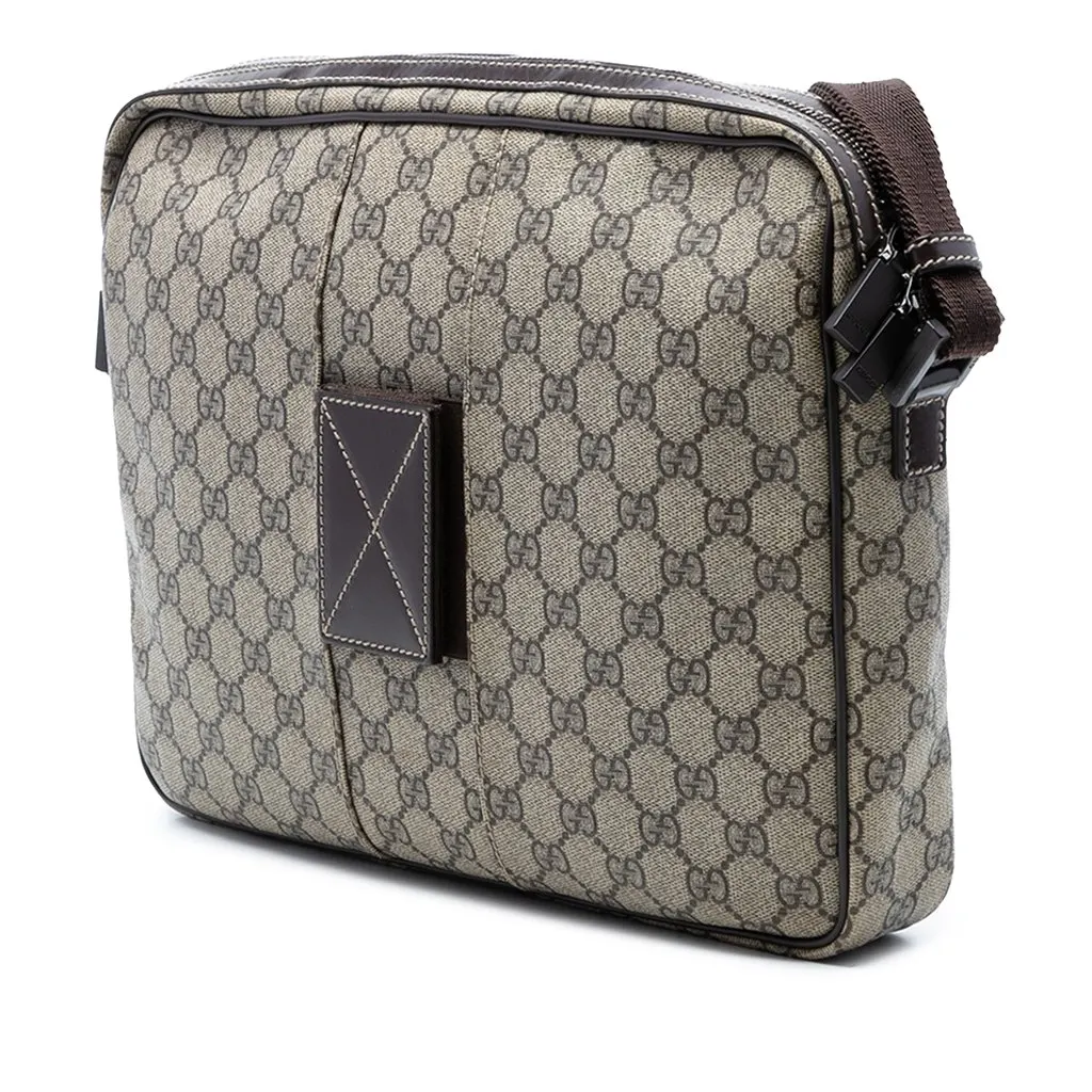 Gucci GG Supreme Interlocking G Crossbody Beige Canvas Very good - Back View