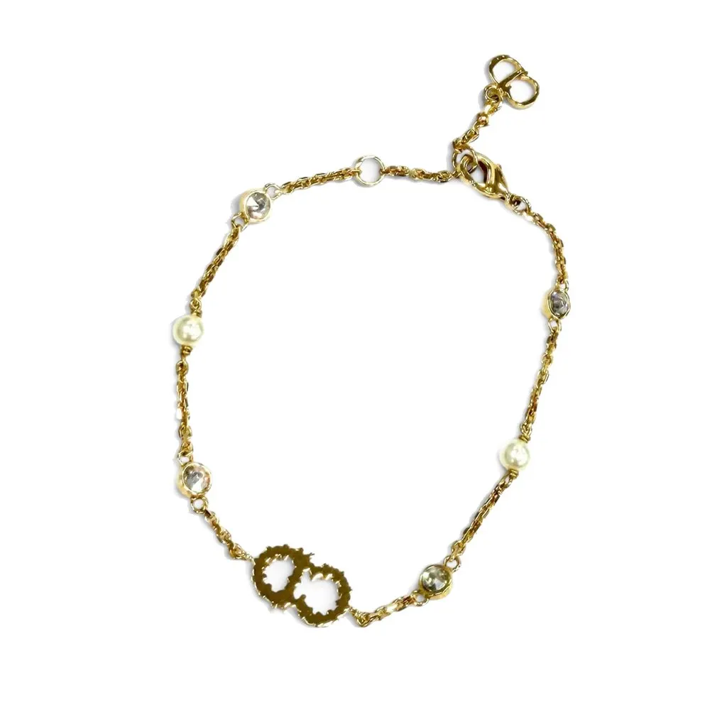 Dior Gold Plated Crystal and Faux Pearl Clair D Lune Bracelet Gold Metal Very good - Back View