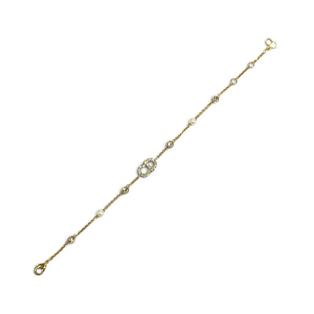 Dior Gold Plated Crystal and Faux Pearl Clair D Lune Bracelet Gold Metal Very good - Inside View