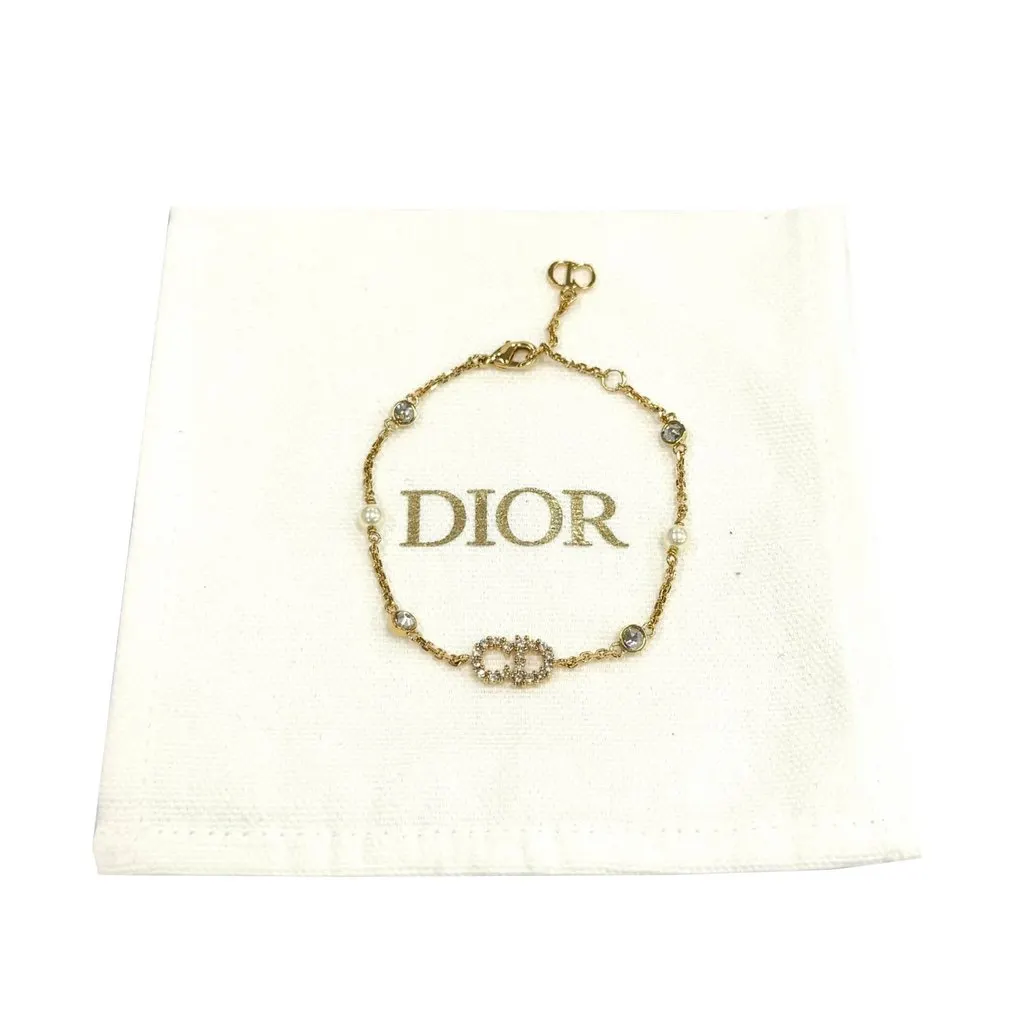 Dior Gold Plated Crystal and Faux Pearl Clair D Lune Bracele