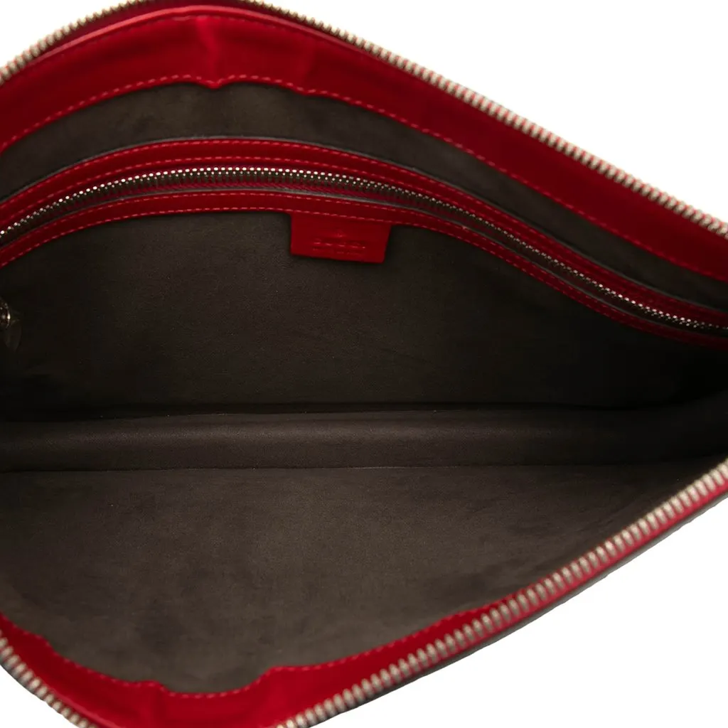 Gucci Guccissima Zip Messenger Bag Red Leather Very good - Model View