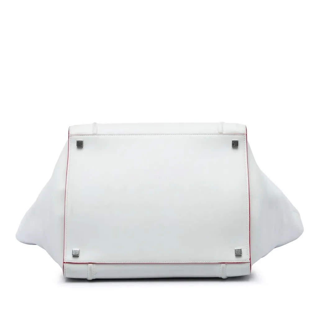 Celine Medium Leather Phantom Luggage Tote White Leather Good - Inside View