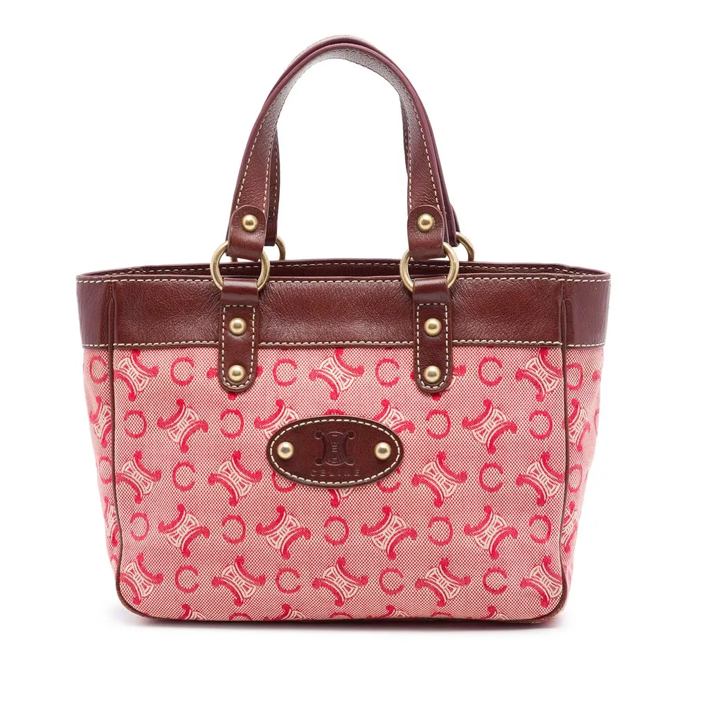 Celine C Macadam Canvas Handbag Red Canvas Very good - Front View