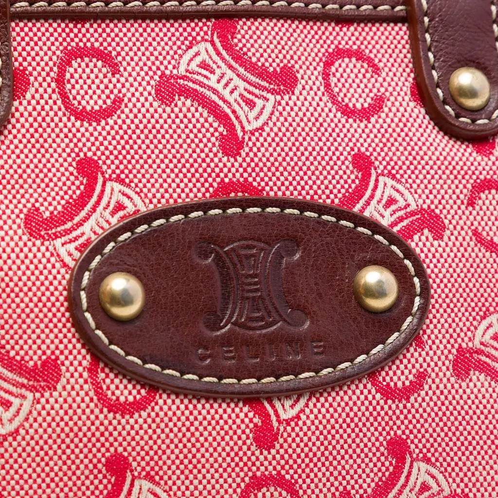 Celine C Macadam Canvas Handbag Red Canvas Very good - Model View