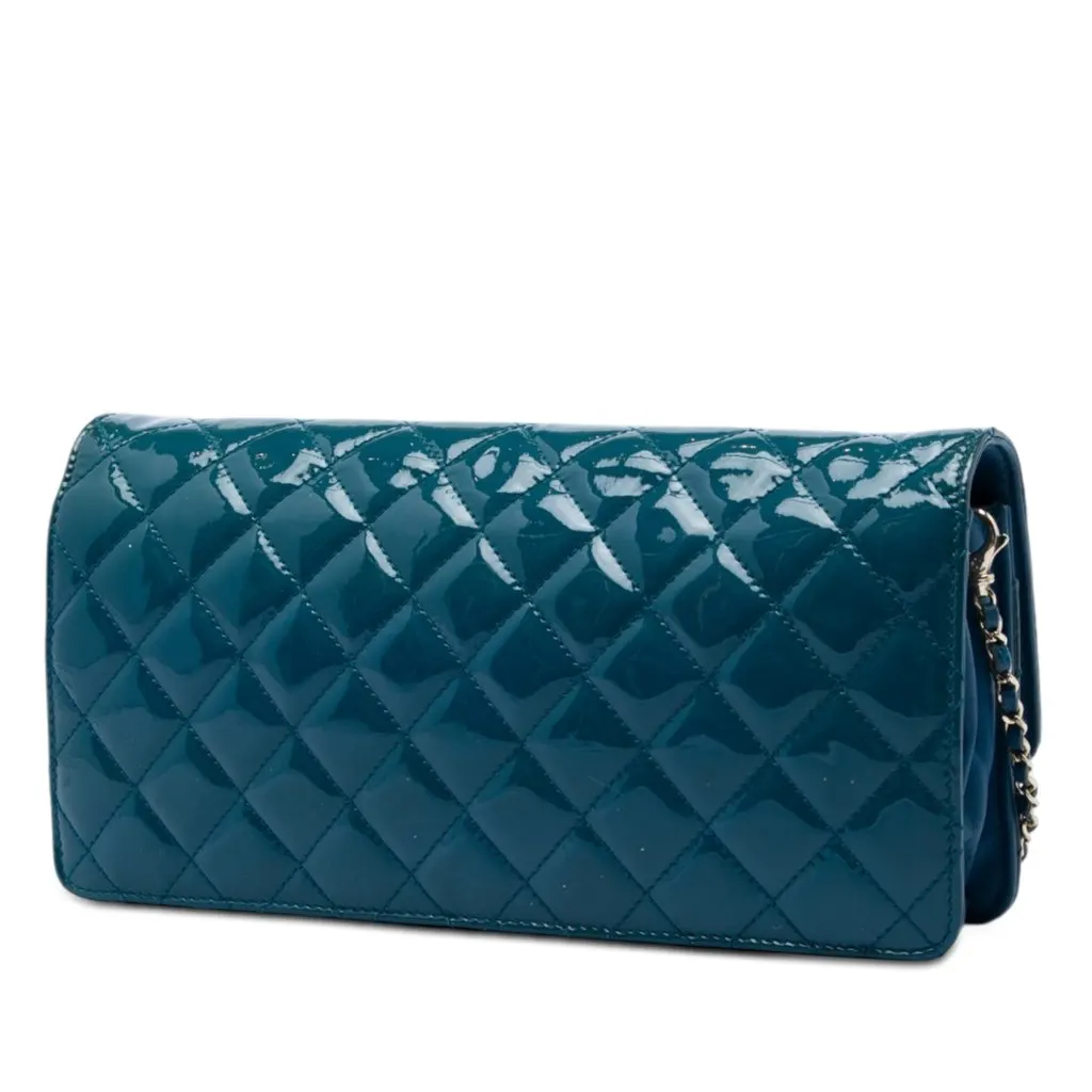 Chanel Quilted Patent Golden Class East West Wallet on Chain Blue Leather Very good - Back View
