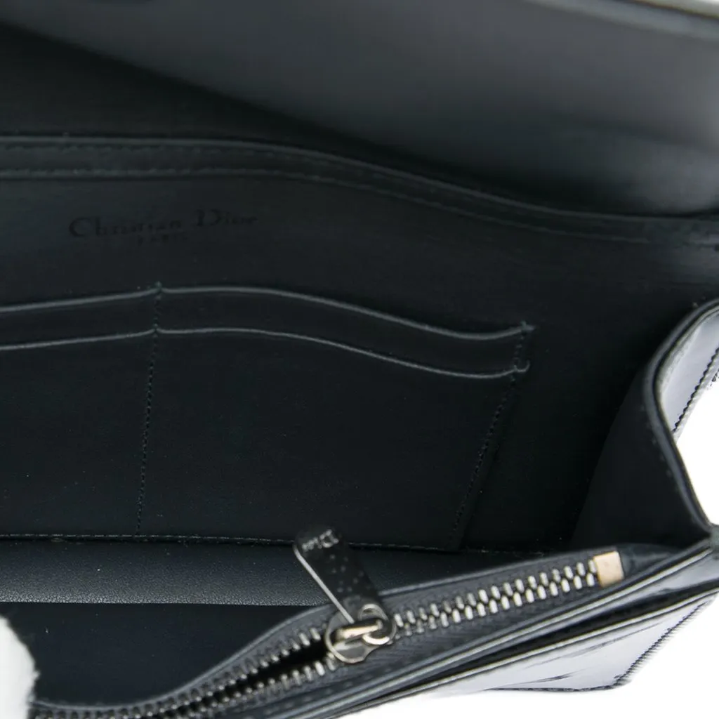 Dior Metallic Patent Microcannage Diorama Wallet on Chain Black Leather Very good - Model View