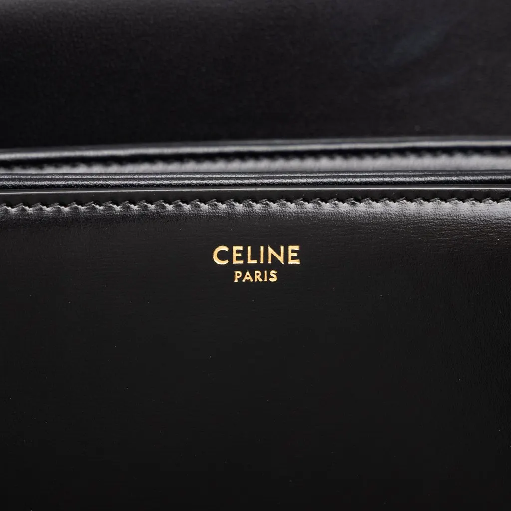 Celine Classique Shiny Calfskin Triomphe Crossbody Black Leather Very good - Box View