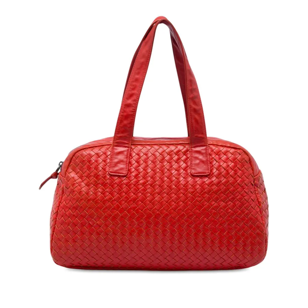 Bottega Veneta Nappa Intrecciato Handbag Red Leather Very good - Front View
