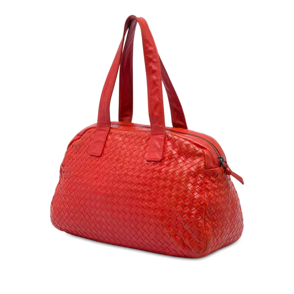 Bottega Veneta Nappa Intrecciato Handbag Red Leather Very good - Back View