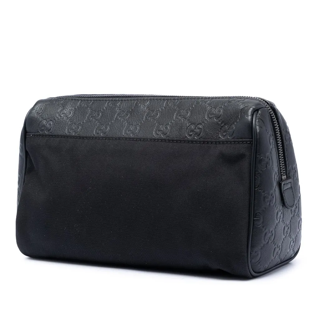 Gucci Guccissima Trimmed Nylon Clutch Black Very good - Back View