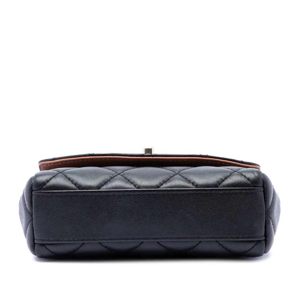 Chanel Mini Quilted Lambskin Cocovado Ribbon Chain Flap Black Leather Very good - Inside View