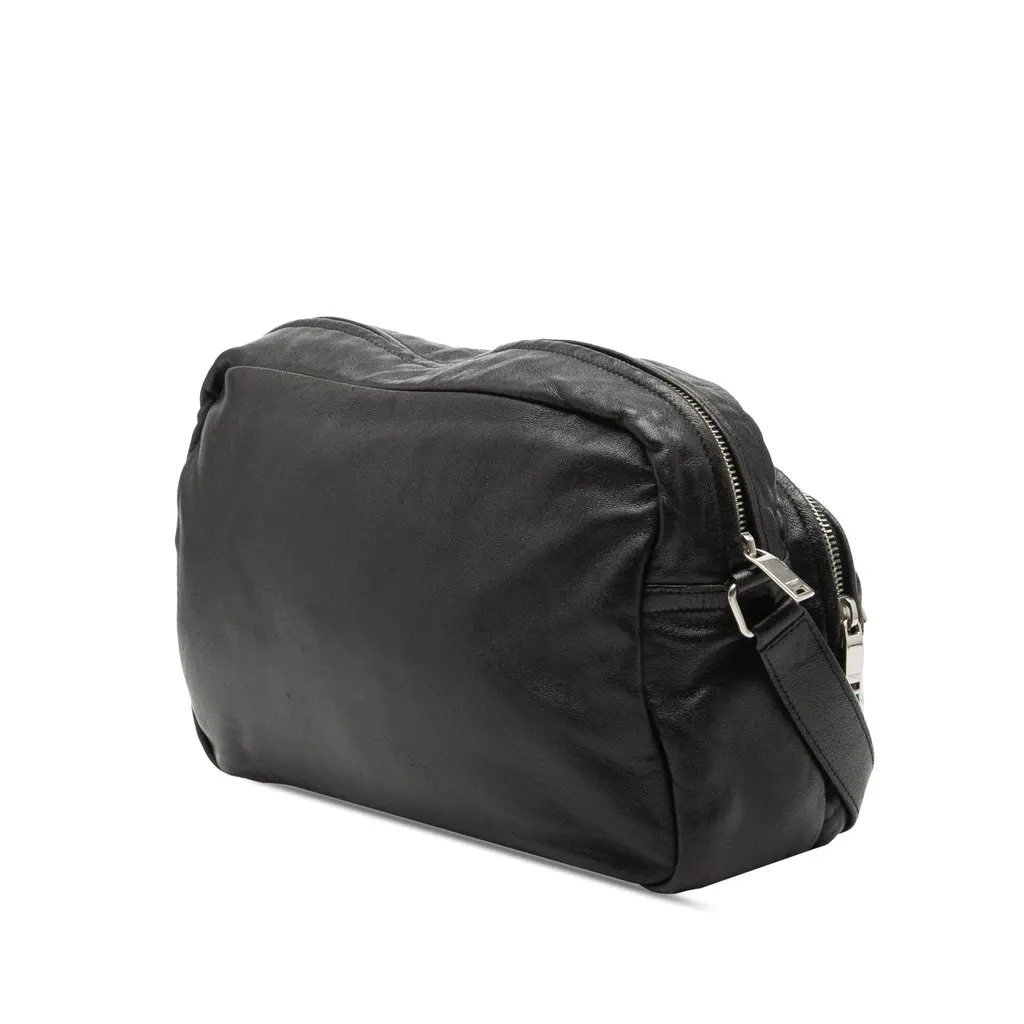 Saint Laurent Lambskin Sid Messenger Bag Black Leather Good - Back View