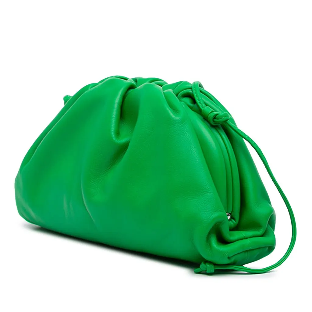 Bottega Veneta Lambskin The Mini Pouch Crossbody Green Leather Never worn - Back View