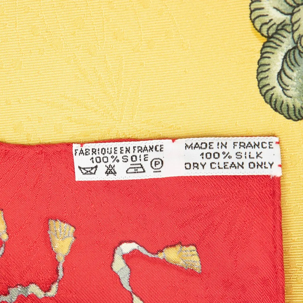 Hermès Les Fetes du Roi Soleil Silk Scarf 90 Yellow Silk Never worn - Back View