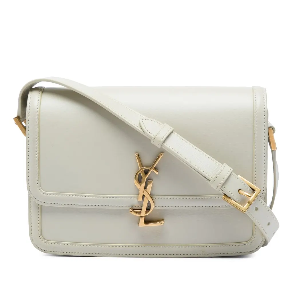 Saint Laurent Medium Smooth Calfskin Solferino Satchel In Box White Leather Very good - Front View