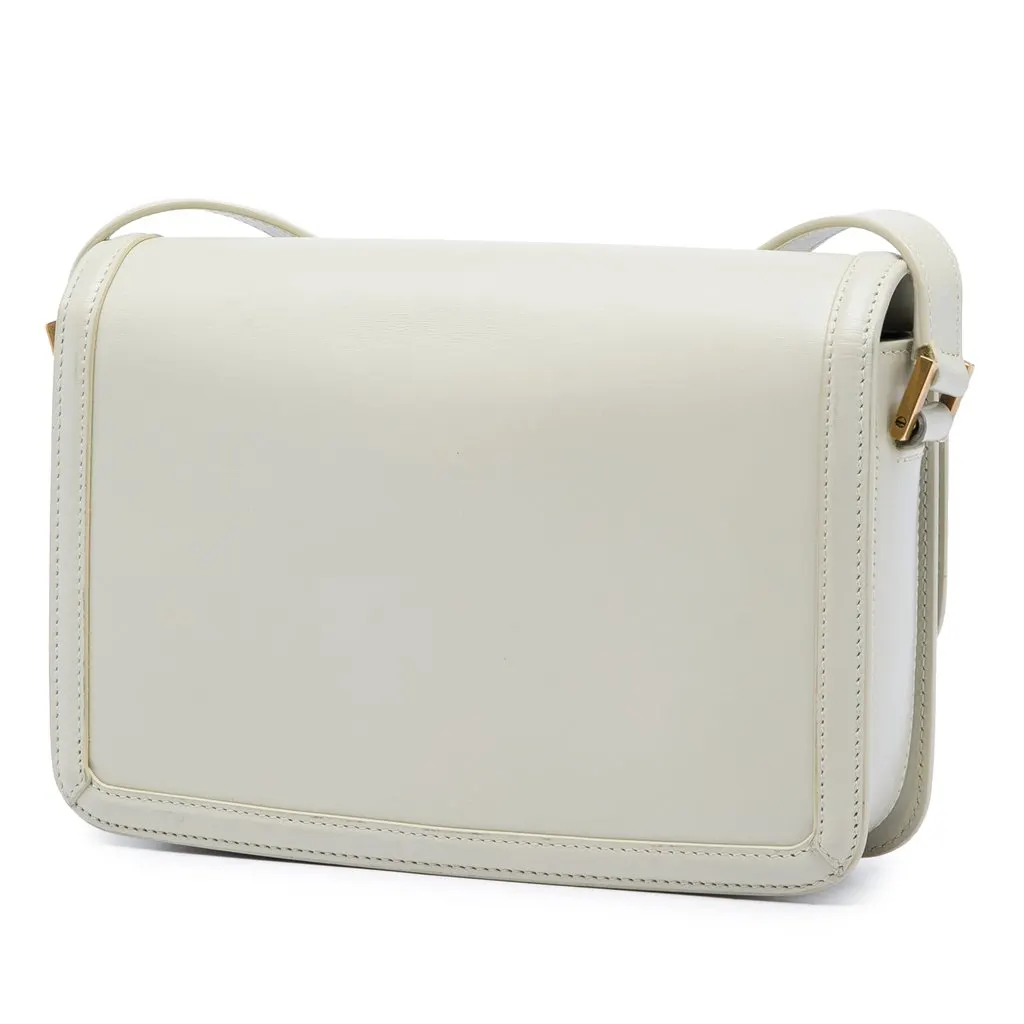 Saint Laurent Medium Smooth Calfskin Solferino Satchel In Box White Leather Very good - Back View