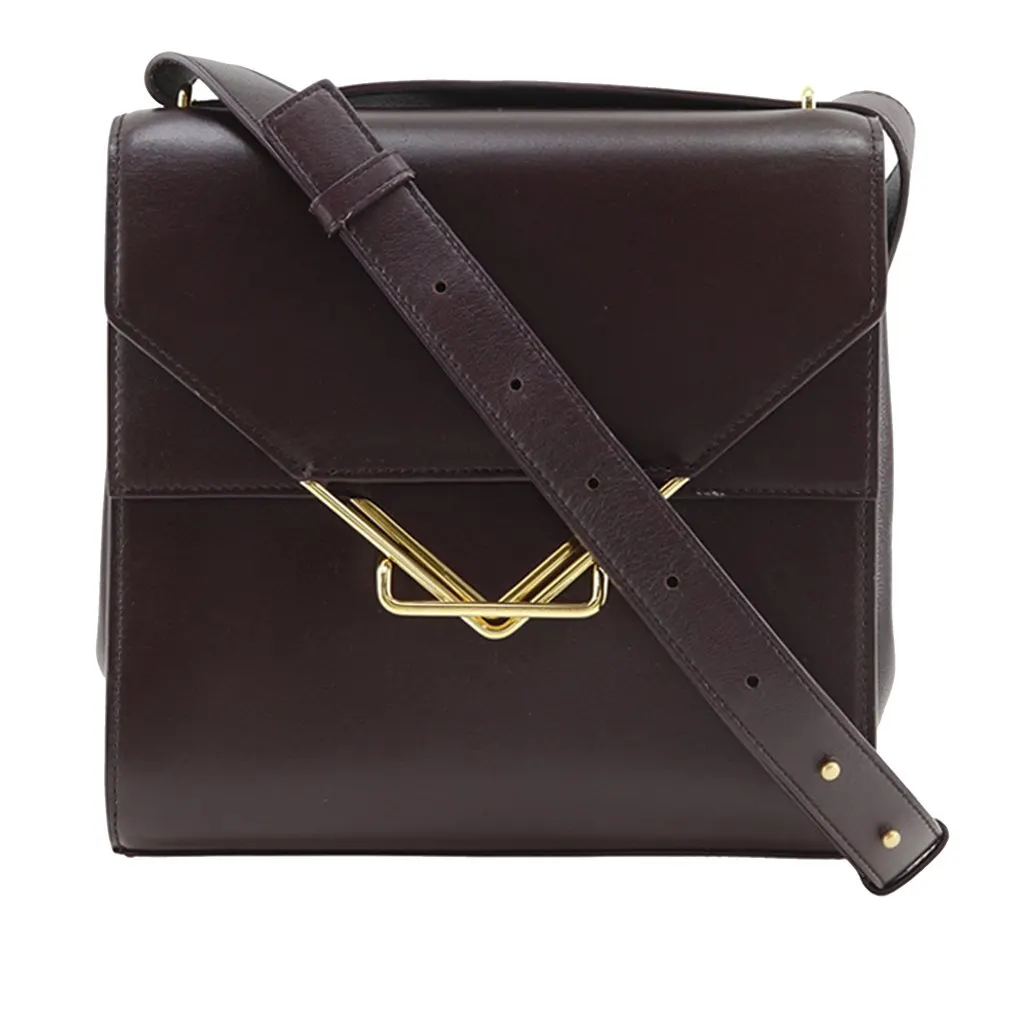 Bottega Veneta Leather The Clip Crossbody Purple Leather Very good - Front View
