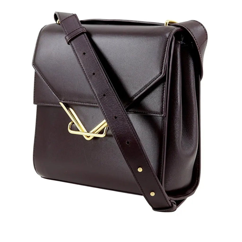 Bottega Veneta Leather The Clip Crossbody Purple Leather Very good - Back View