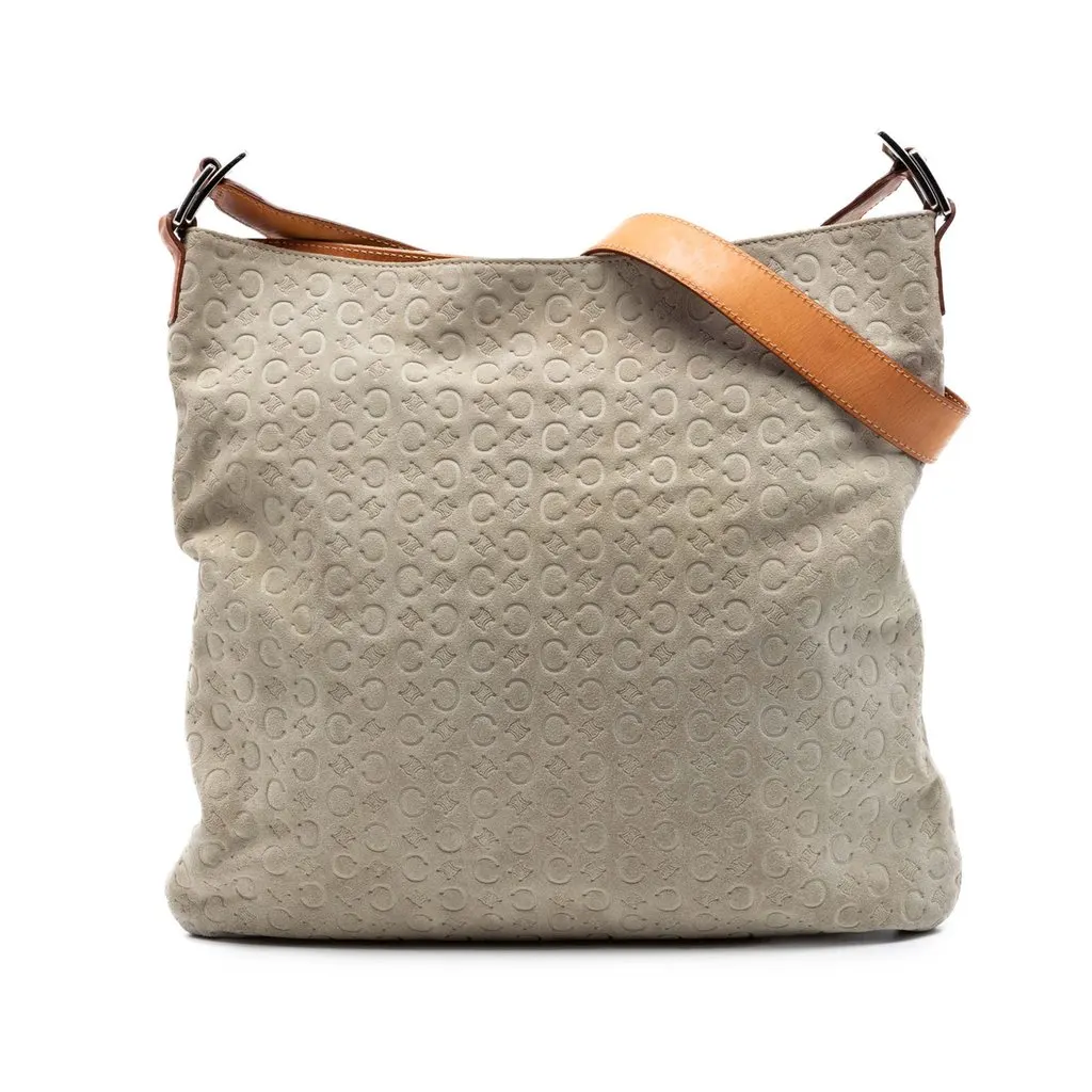 Celine C Macadam Suede Crossbody Camel Leather Good - Front View