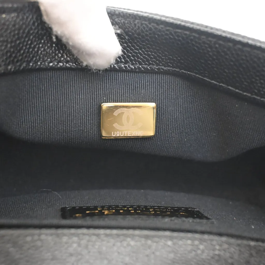Chanel Small Chevron Caviar Boy Flap Black Leather Very good - Box View