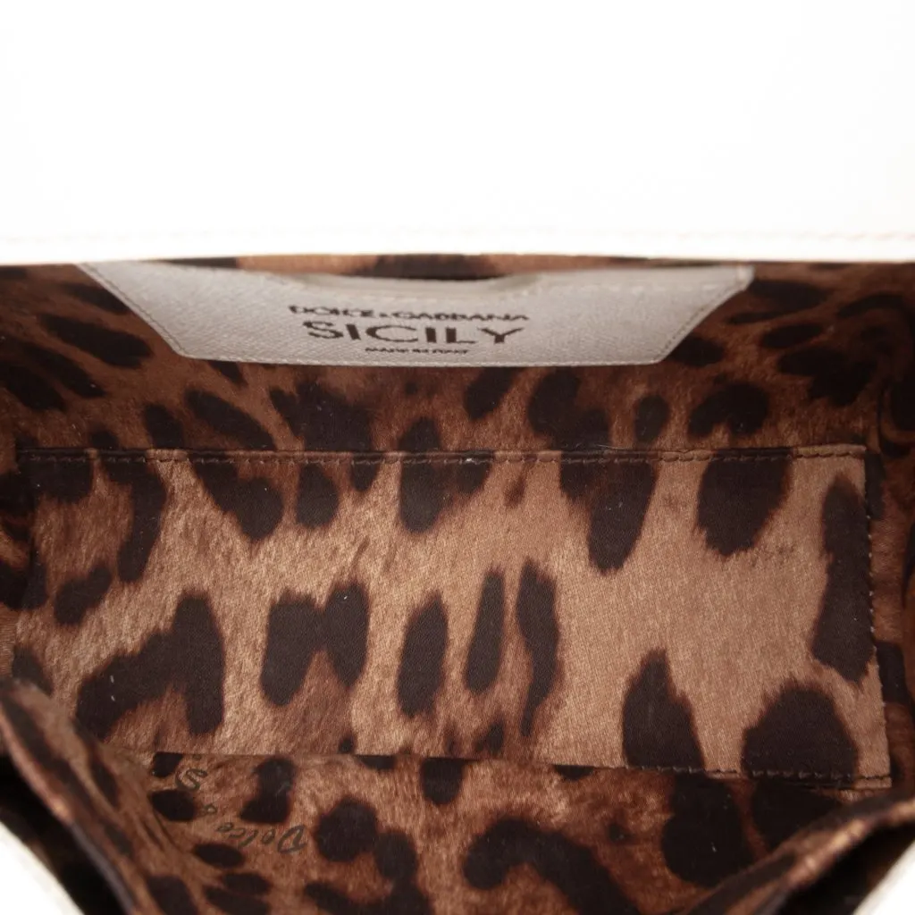 Dolce & Gabbana Small Dauphine Graffiti Printed Leather Miss Sicily Satchel White Leather Very good - Model View