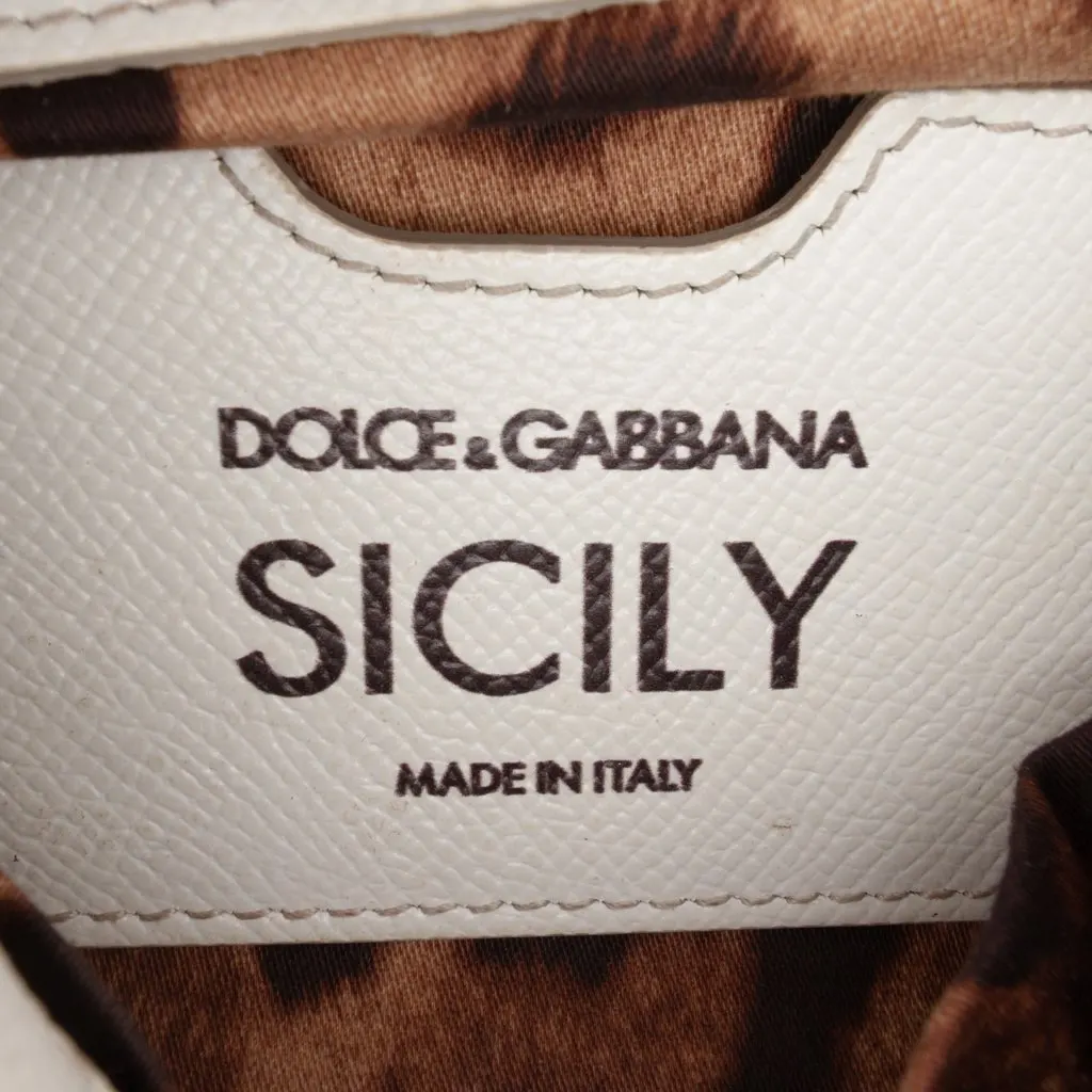 Dolce & Gabbana Small Dauphine Graffiti Printed Leather Miss Sicily Satchel White Leather Very good - Box View