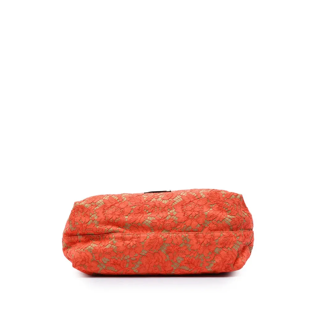 Valentino Canvas Rockstud Glam Lace Reversible Tote Orange Very good - Inside View