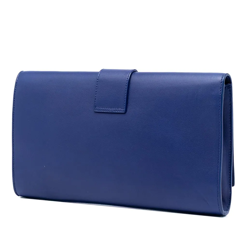 Saint Laurent Leather Chyc Ligne Clutch Blue Leather Very good - Back View