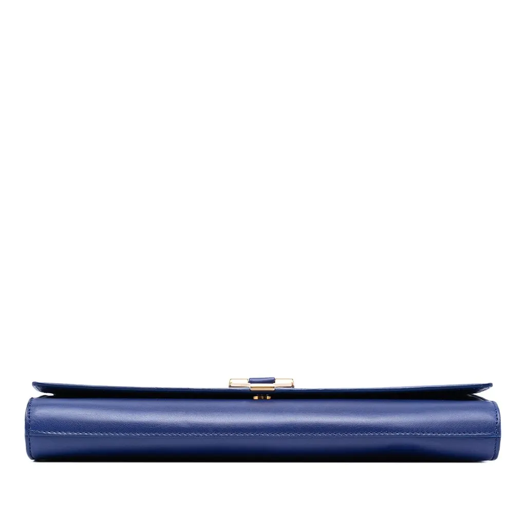 Saint Laurent Leather Chyc Ligne Clutch Blue Leather Very good - Inside View