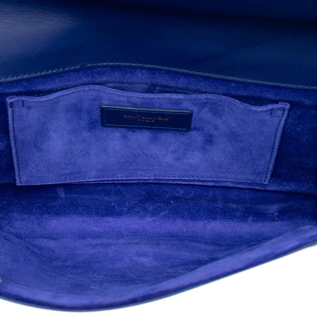 Saint Laurent Leather Chyc Ligne Clutch Blue Leather Very good - Model View