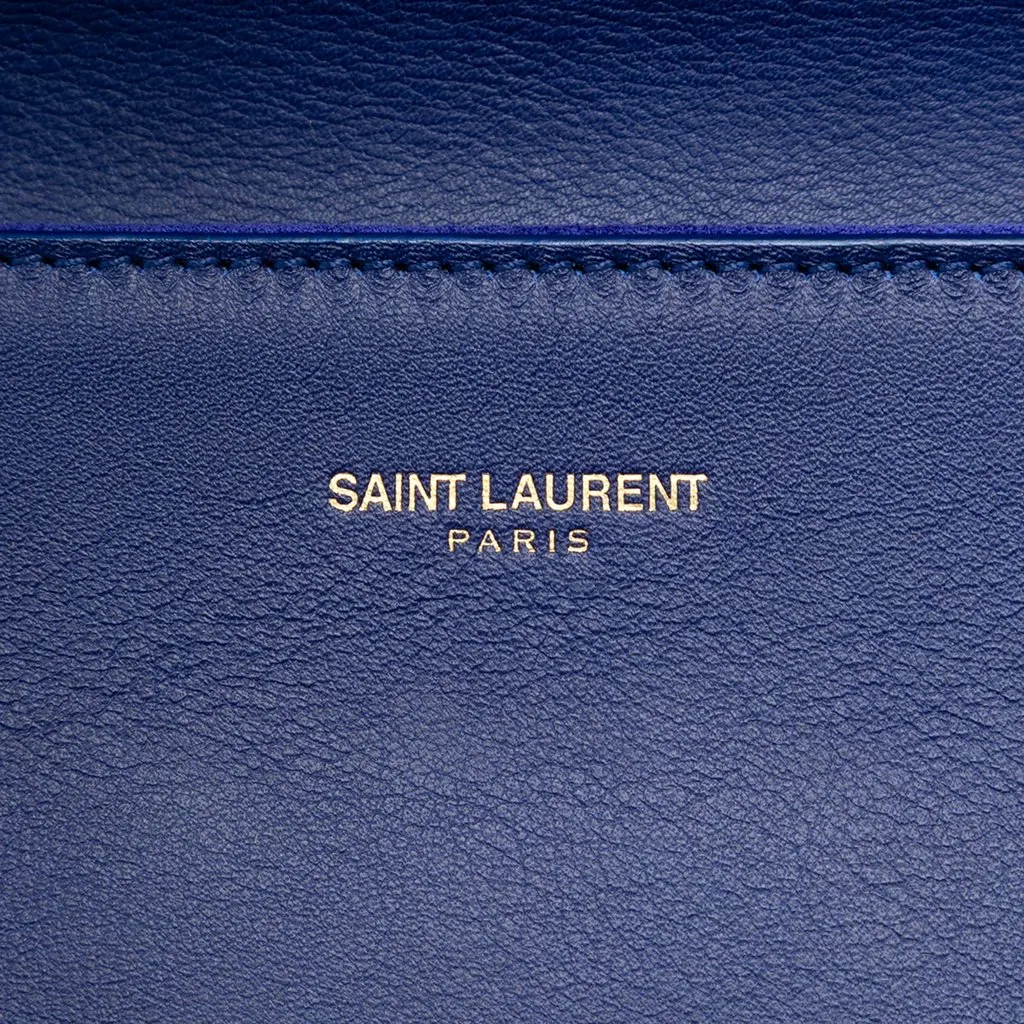 Saint Laurent Leather Chyc Ligne Clutch Blue Leather Very good - Box View