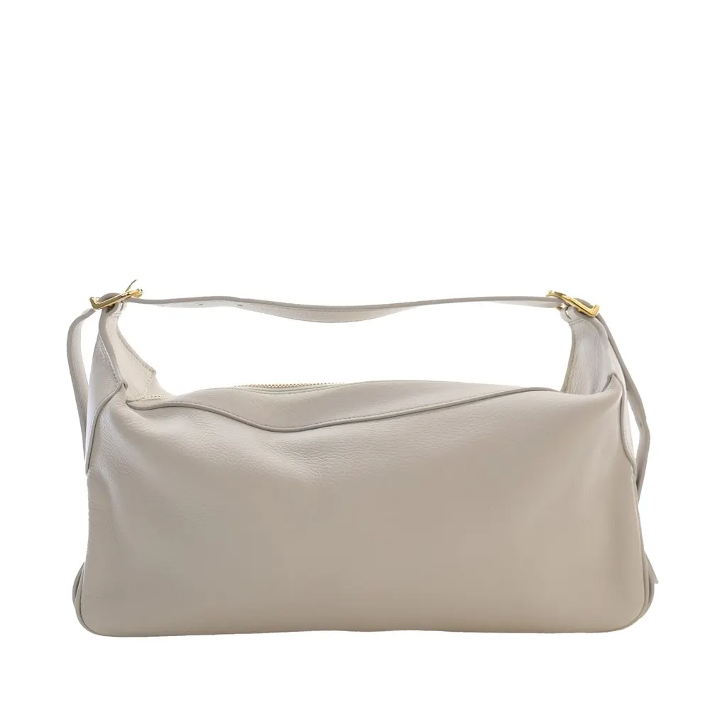 Celine Medium Supple Grained Calfskin Romy Shoulder Bag White Leather Good - Front View