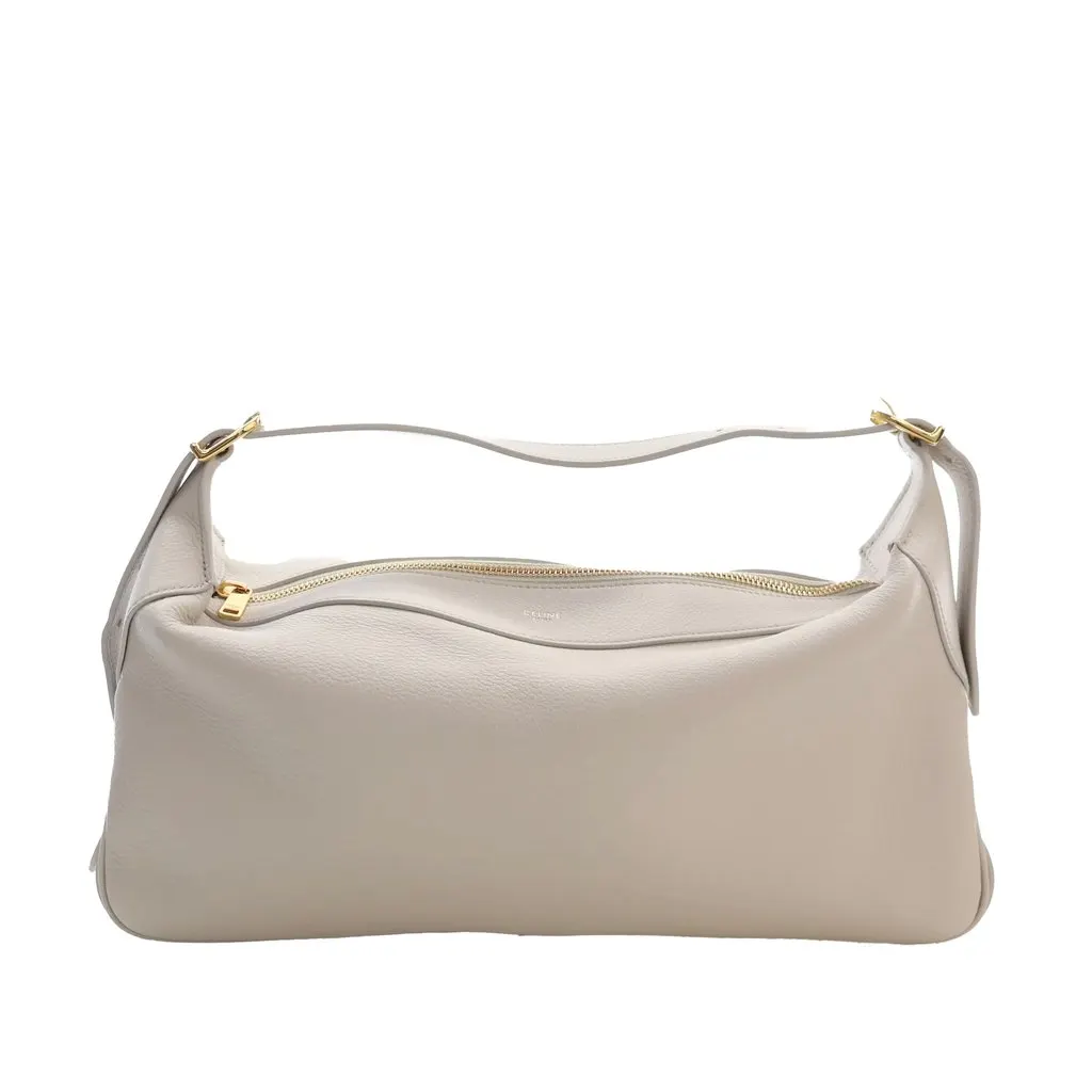Celine Medium Supple Grained Calfskin Romy Shoulder Bag White Leather Good - Back View