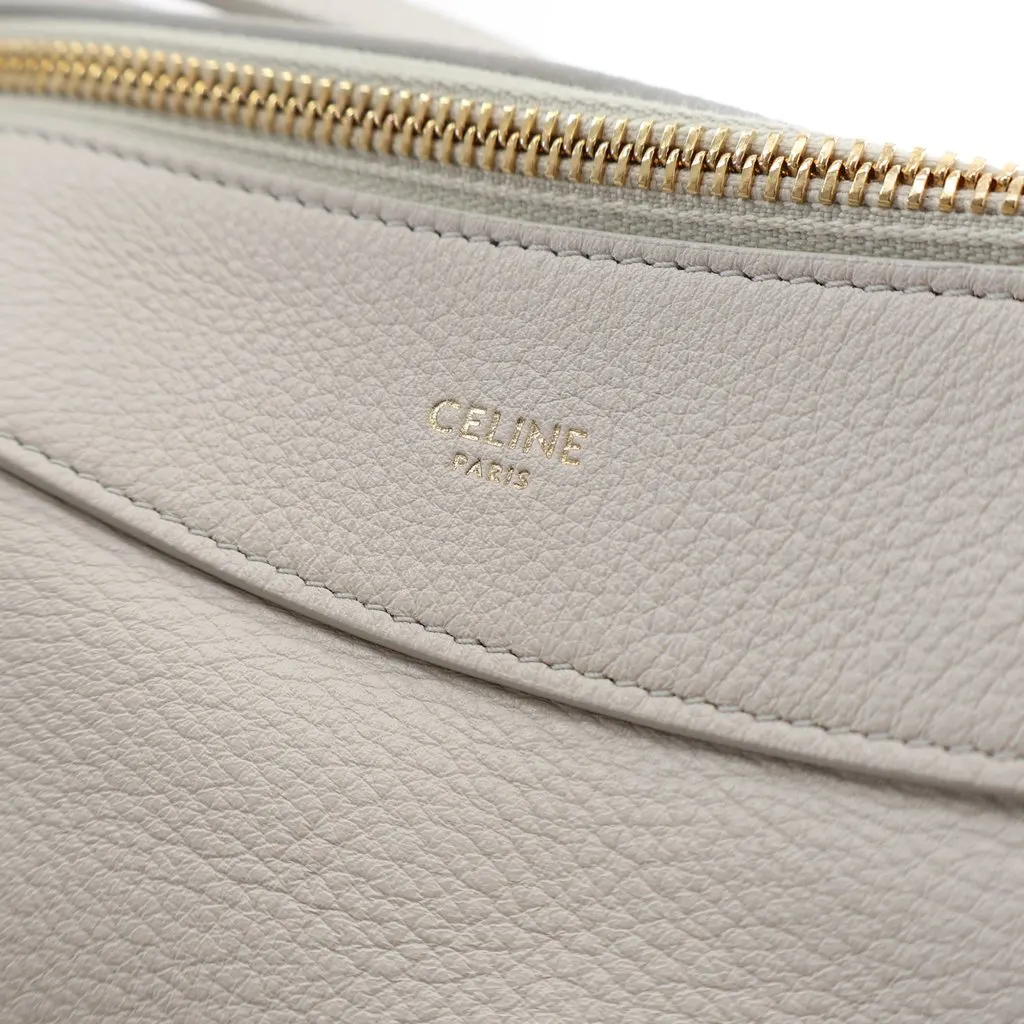 Celine Medium Supple Grained Calfskin Romy Shoulder Bag White Leather Good - Model View